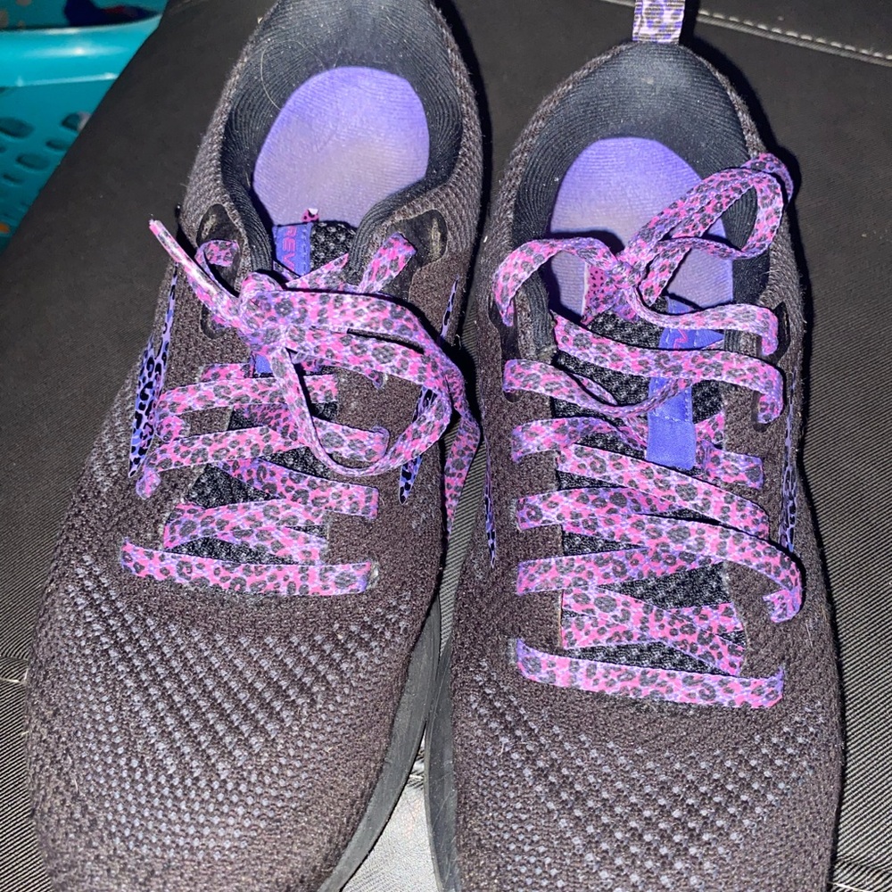 Brooks Black and Purple Athletic Shoes with Breathable Mesh and Sparkly Laces